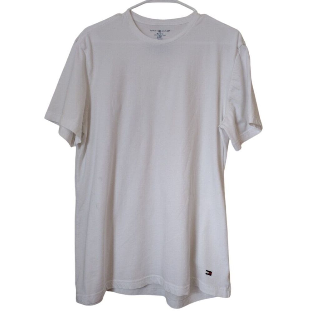 Tommy Hilfiger Undershirt Men Large White Crew Neck 2-Pack Short Sleeves EUC